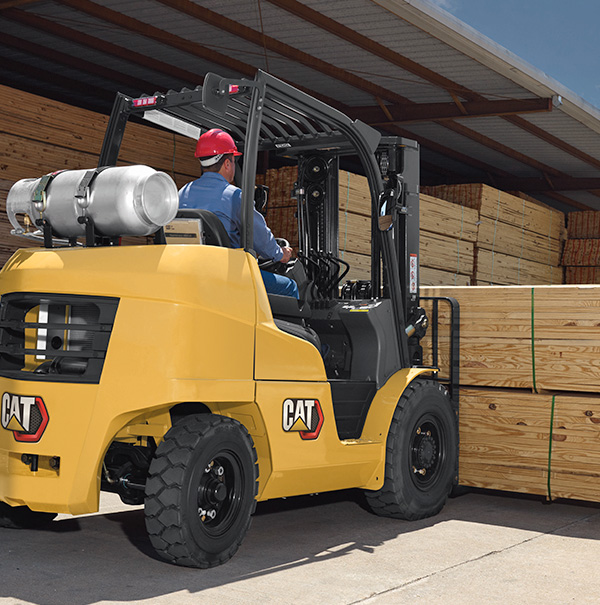 Cat Pneumatic Tire forklift with lumber